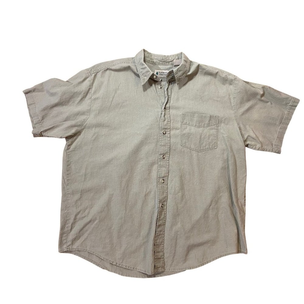 Northwest Territory Button Up Men's Shirt XL Short Sleeve Linen and Cotton
